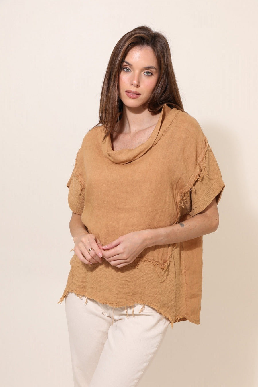 Cowl Neck Linen Top