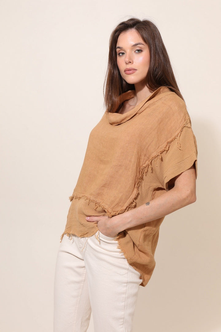 Cowl Neck Linen Top