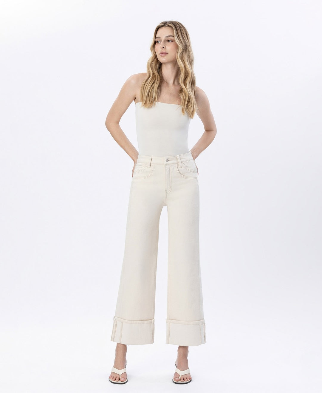Super High Rise Cuffed Wide Leg Jeans - Vervet By Flying Monkey