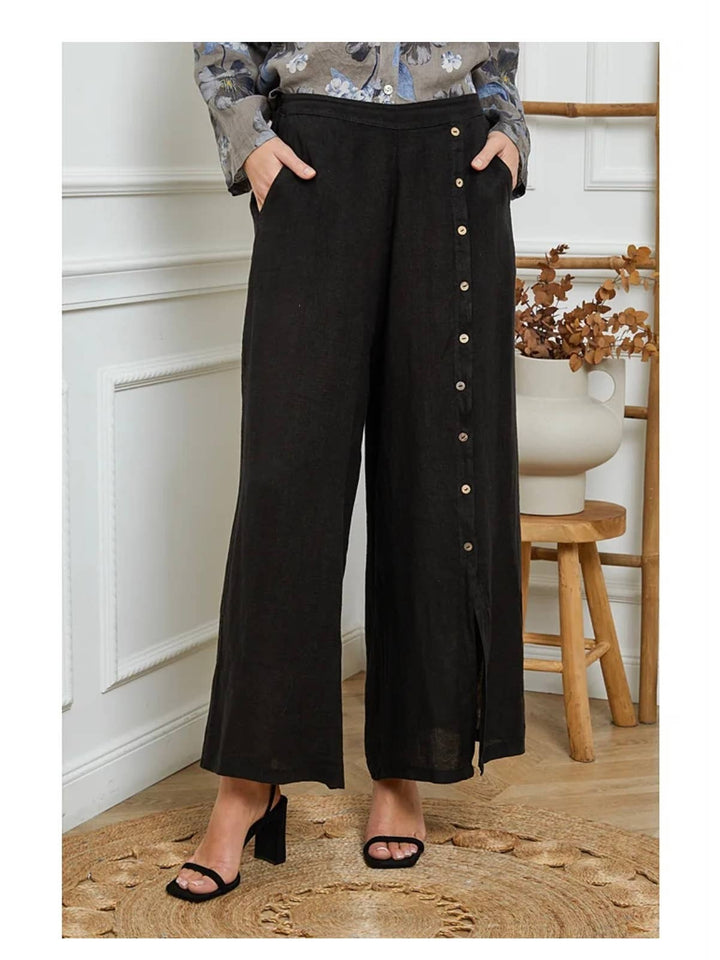 Button Detail Linen Pant