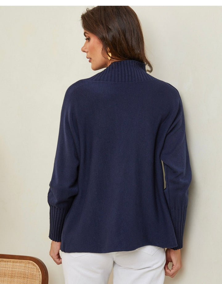 Cashmere Blend High Neck Sweater