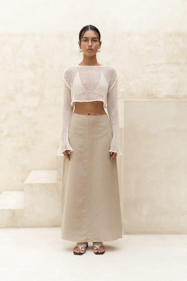 Bellona Openwork Crop Top - Off White