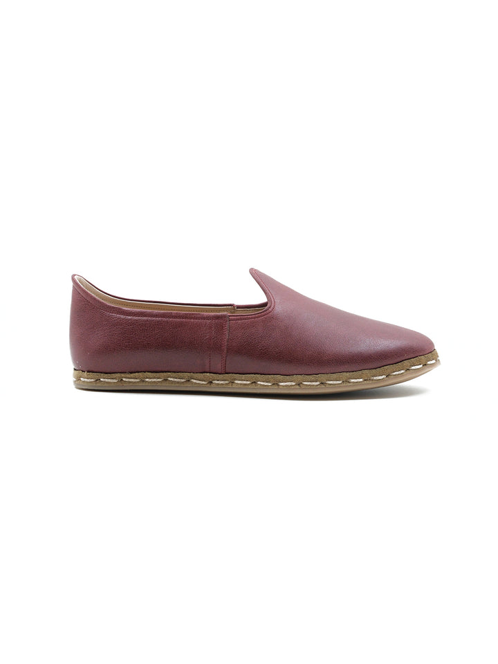 WOMEN'S CHERRY RED SLIP ON SHOES - LEATHER