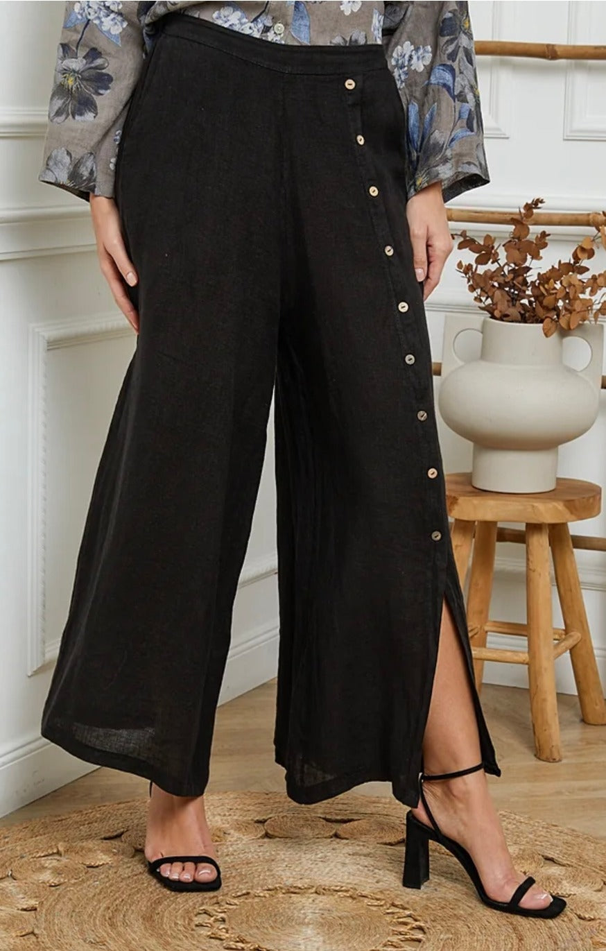 Button Detail Linen Pant