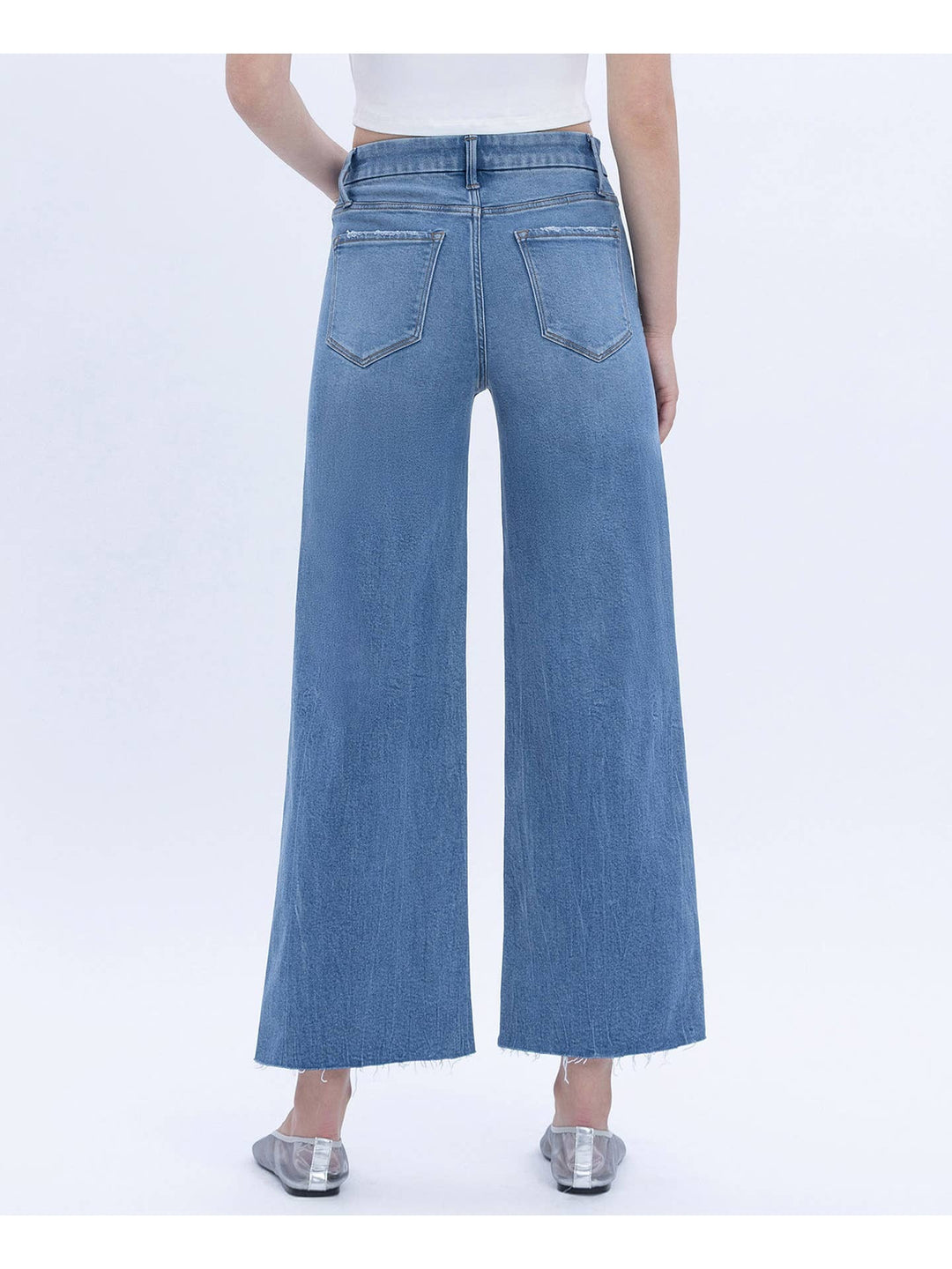 High Rise Comfort Waistband Crop Wide Jeans - Vervet By Flying Monkey