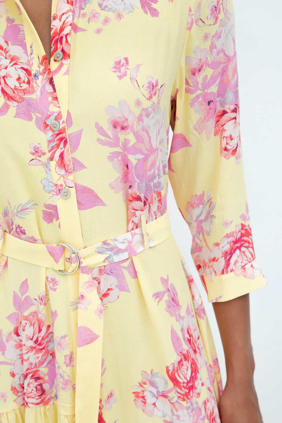 Floral Yellow Shirt Dress