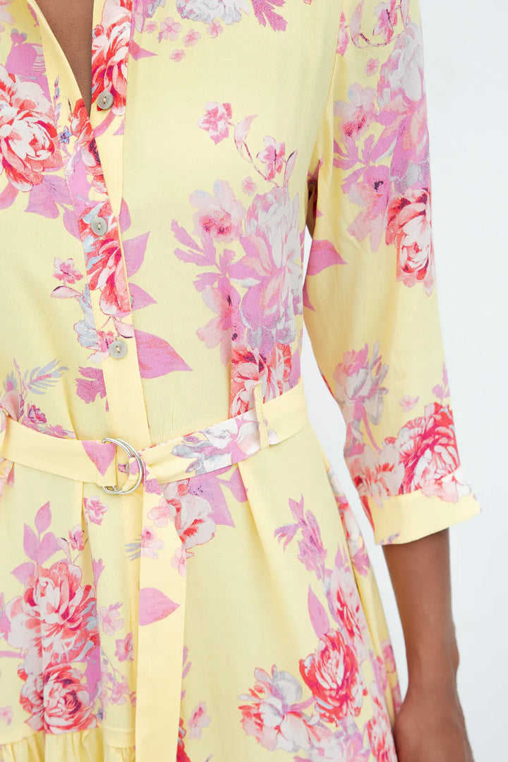 Floral Yellow Shirt Dress