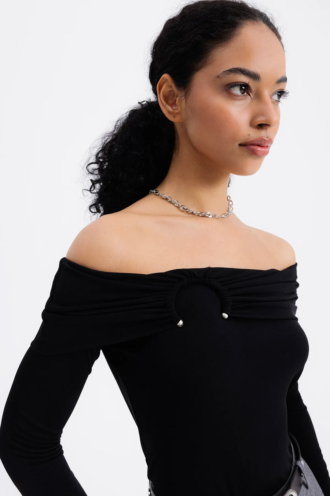 Gia Black Off-Shoulder Top