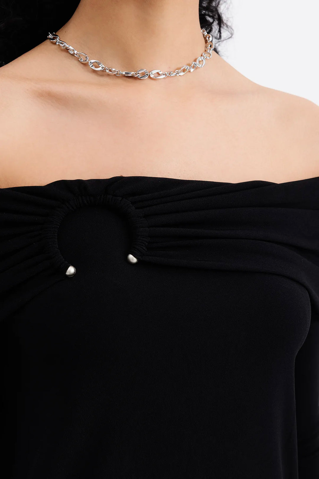 Gia Black Off-Shoulder Top