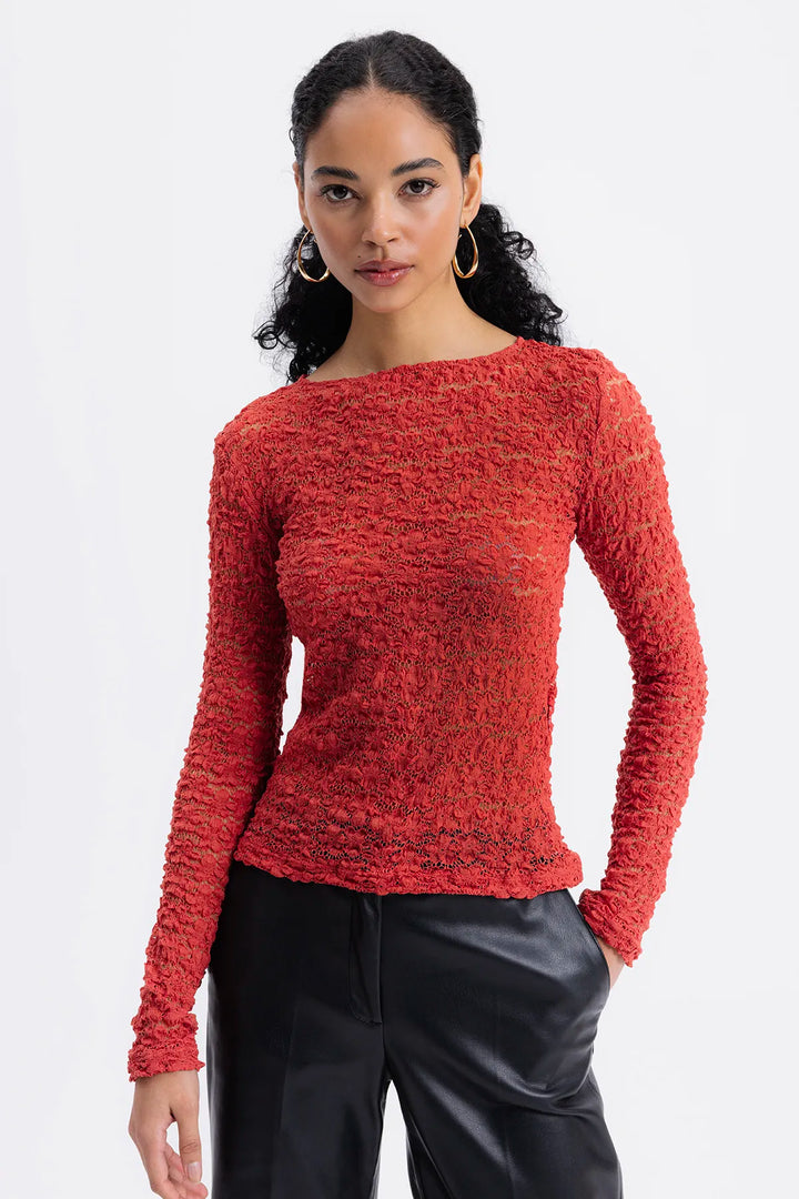 Ginevra Red Lace Top