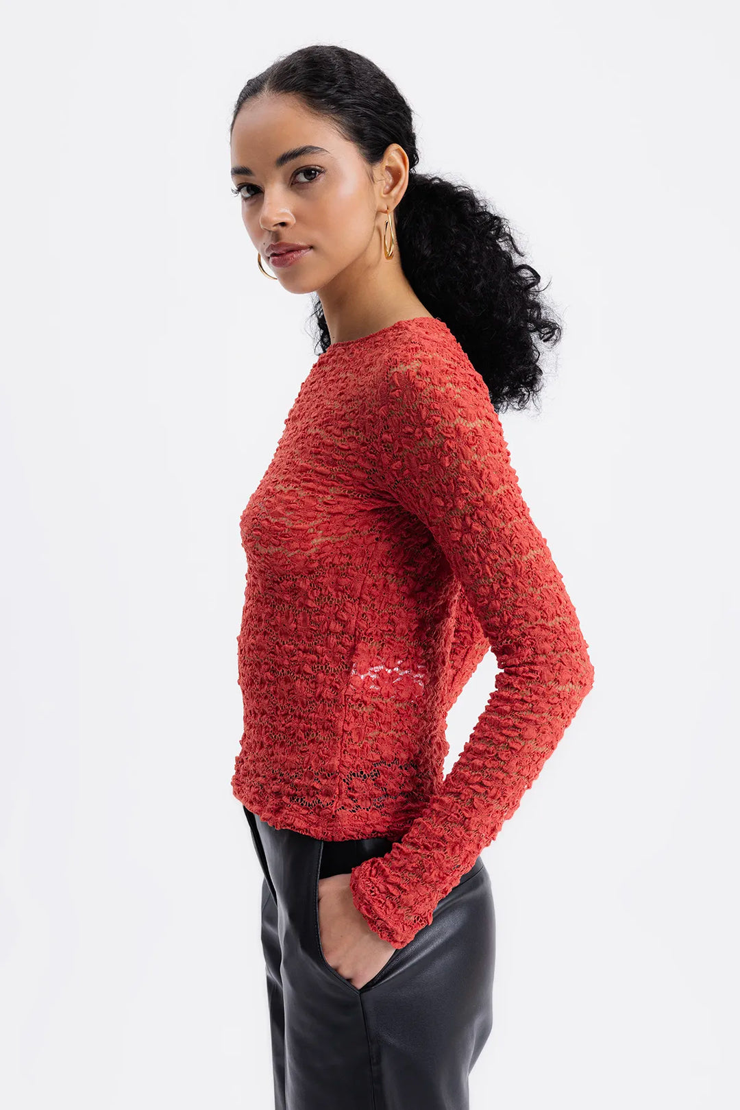 Ginevra Red Lace Top