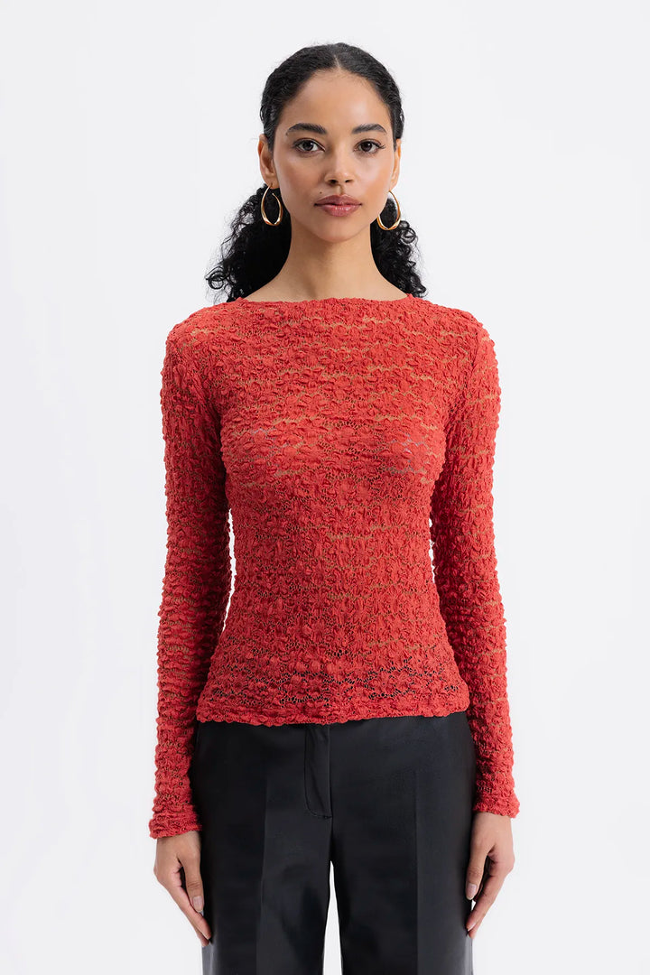 Ginevra Red Lace Top