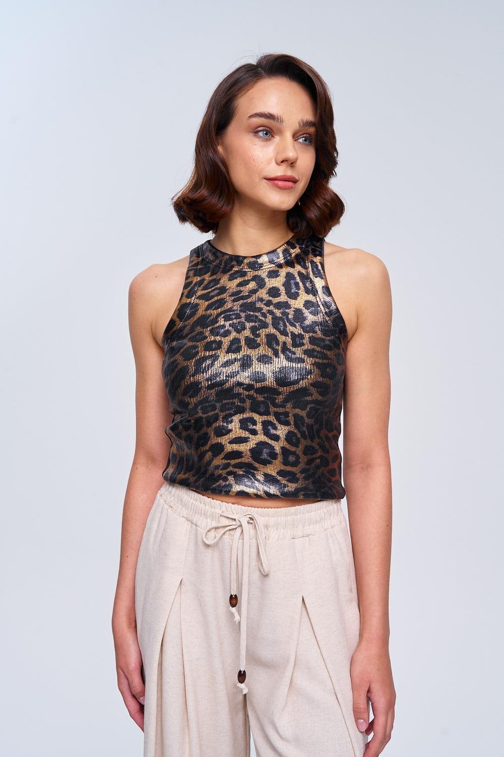 Gold Leopar Pattern Top