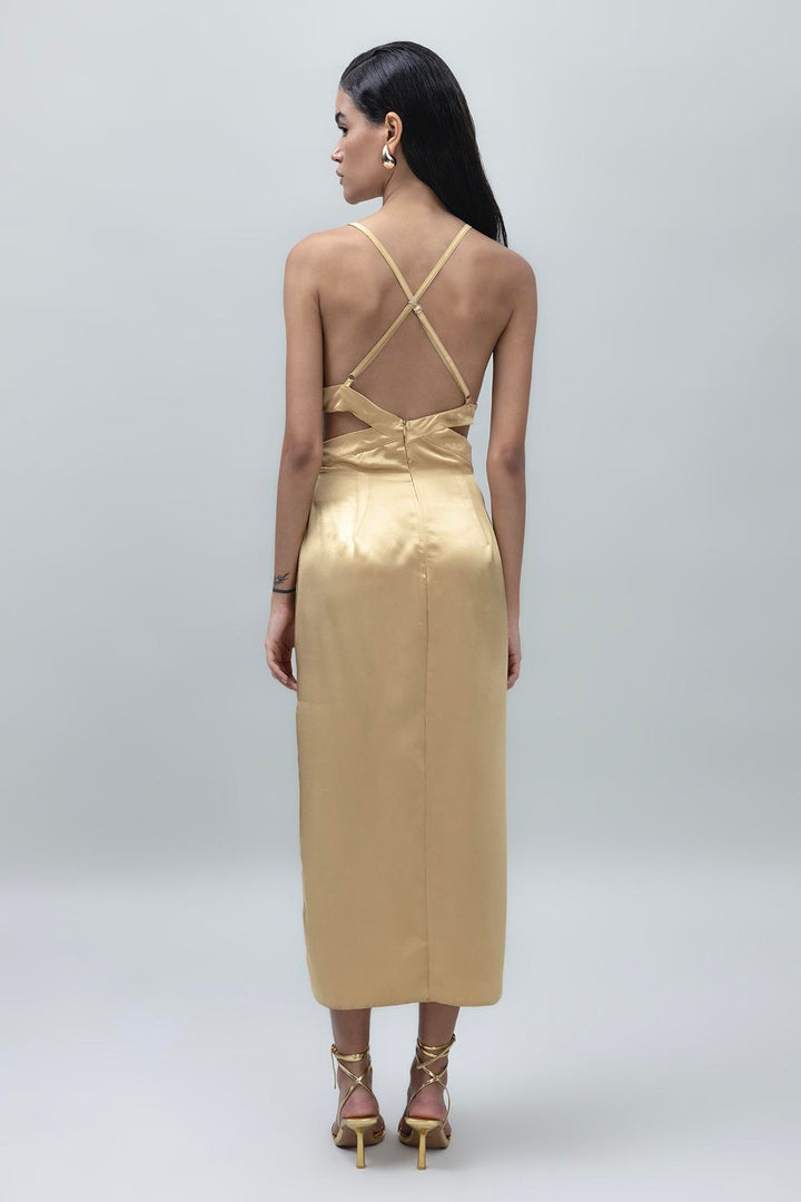 Gold Satin Dress