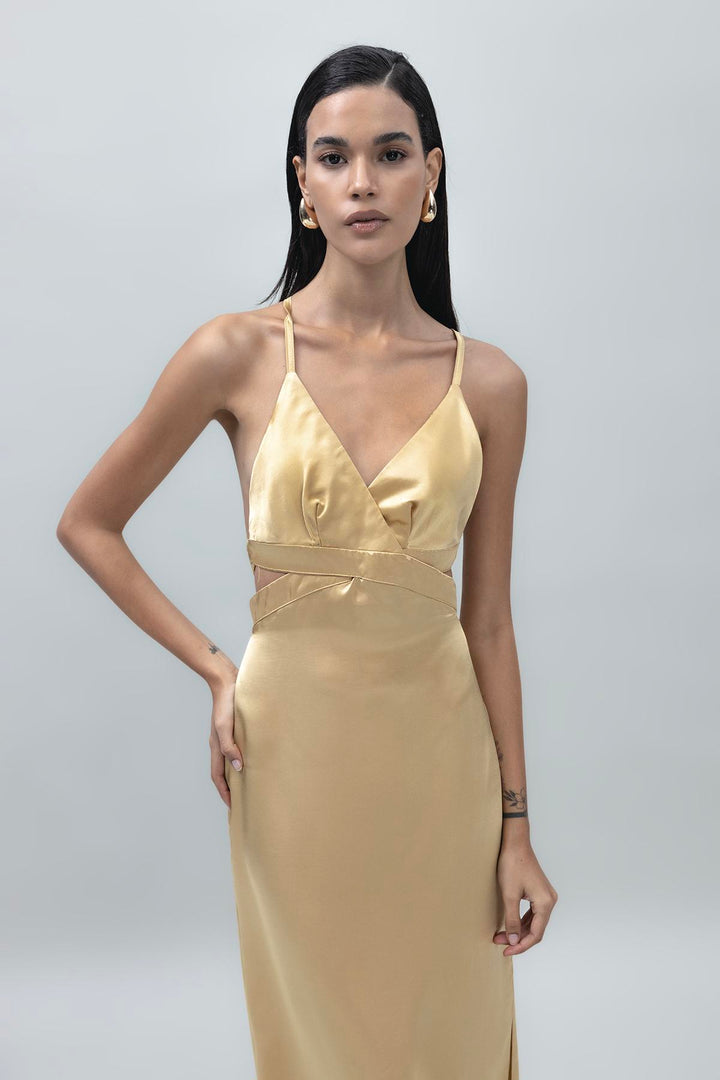 Gold Satin Dress