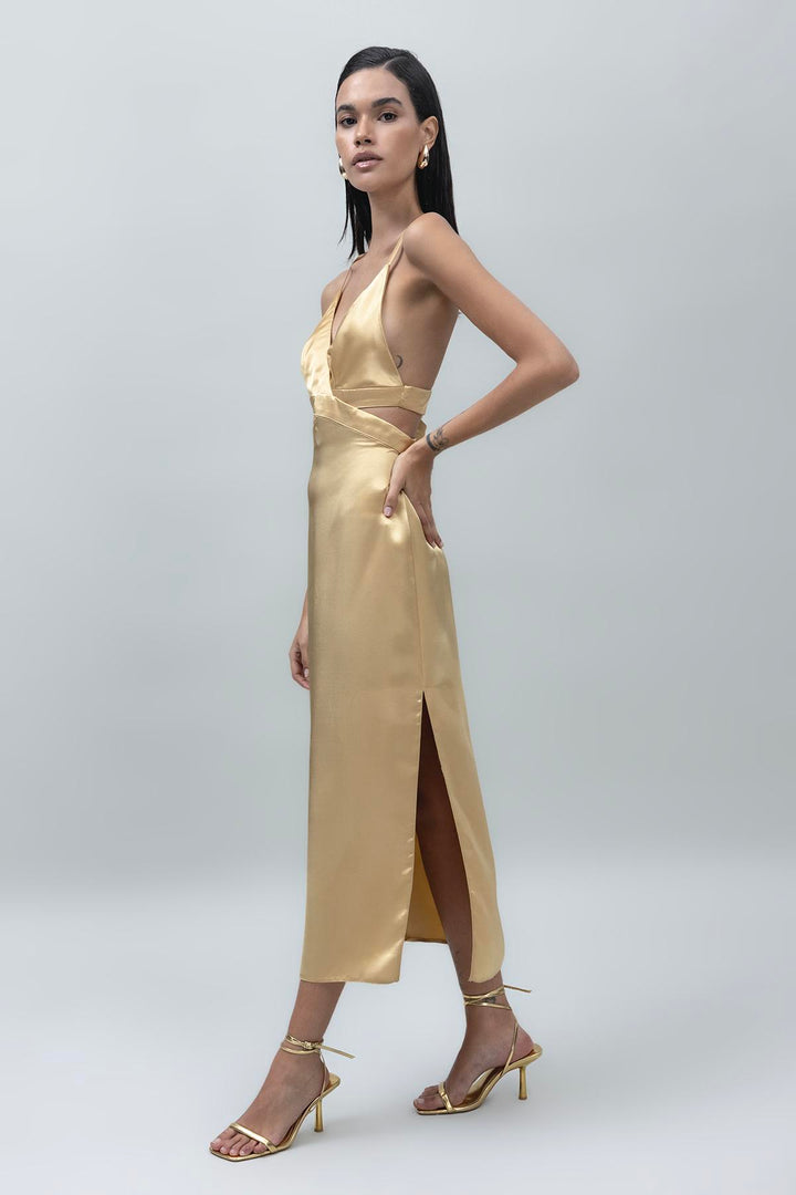 Gold Satin Dress