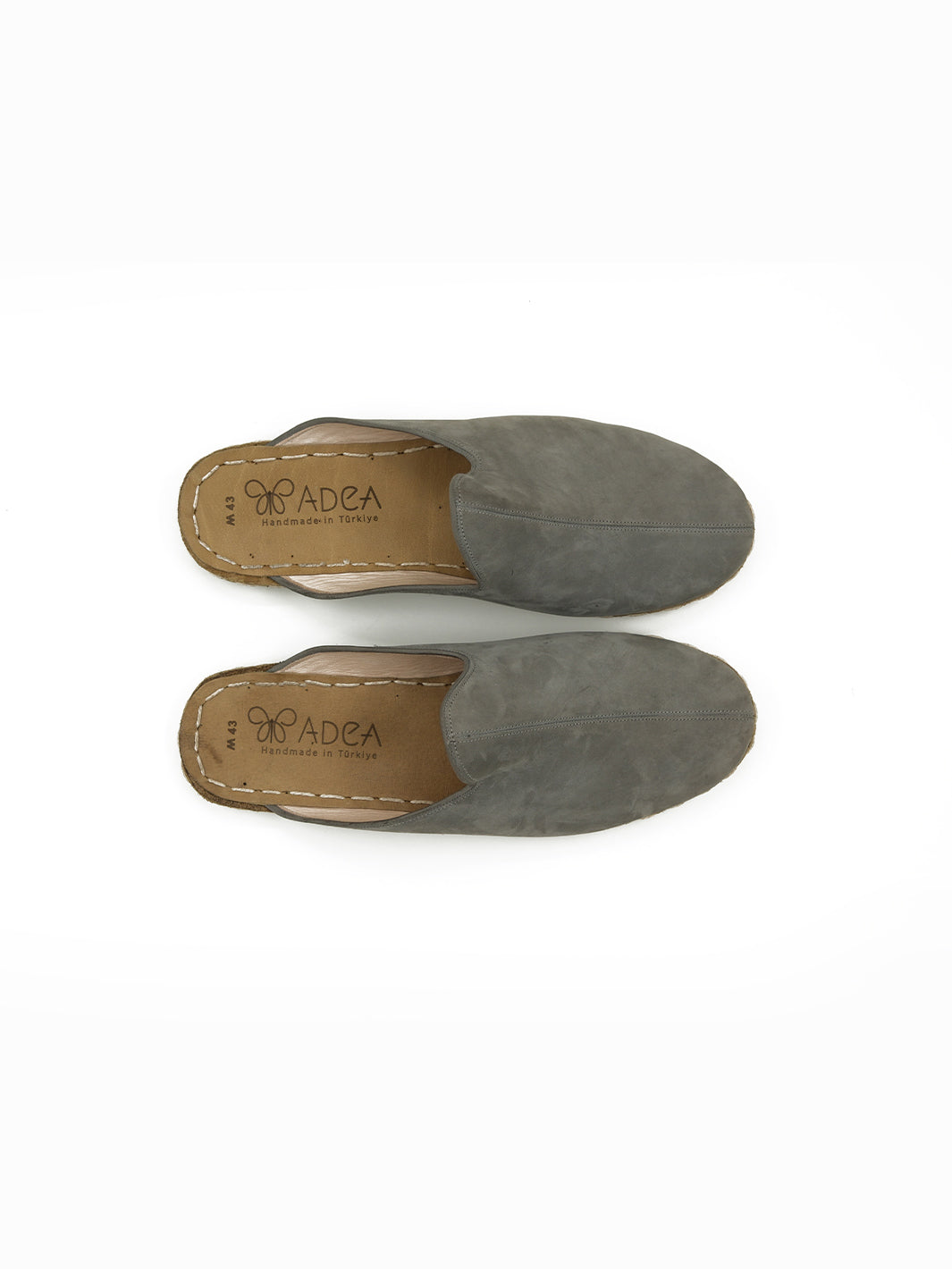 Men's Smoke Grey Flat Mule -  Nubuck Leather