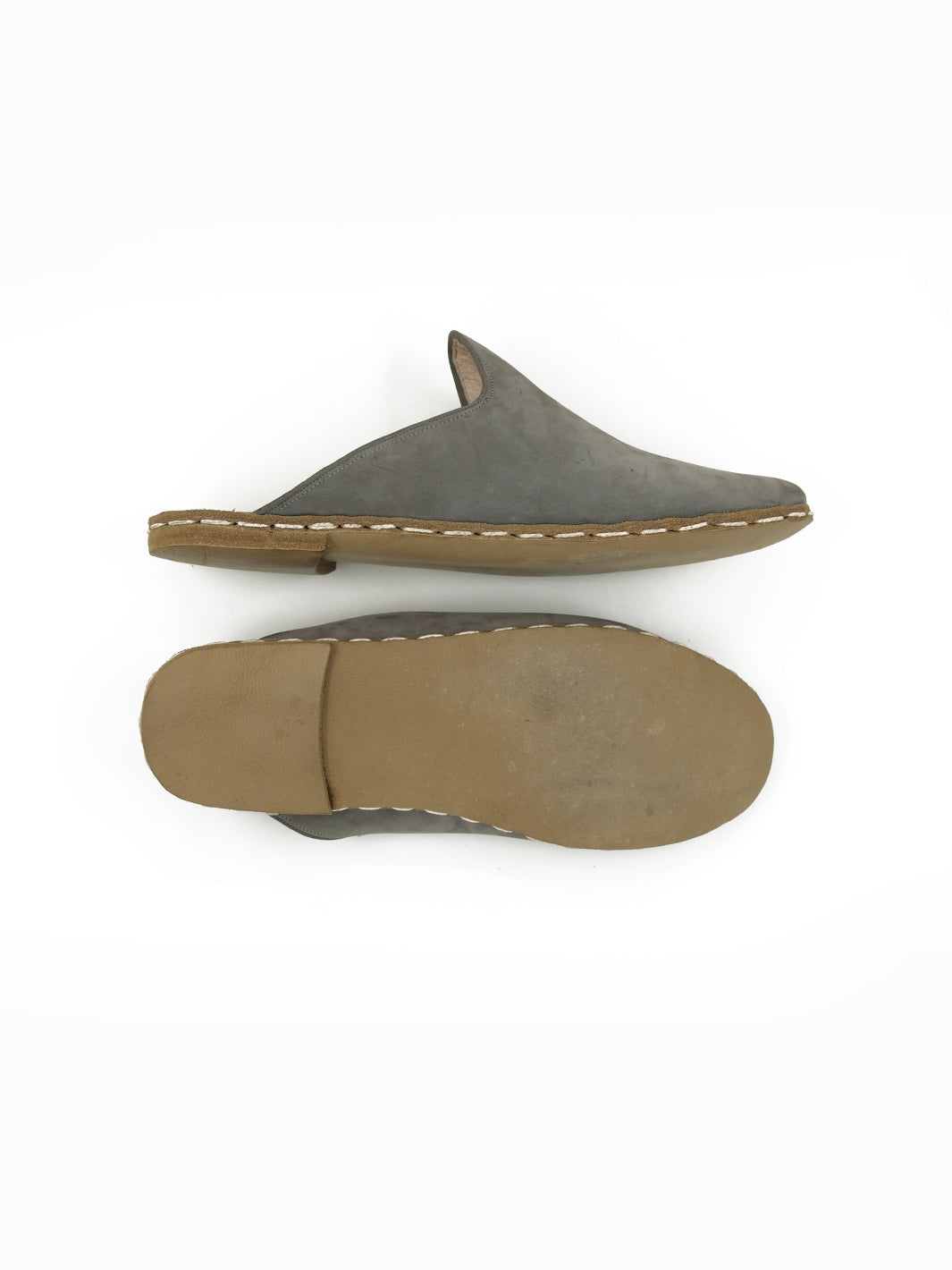 Men's Smoke Grey Flat Mule -  Nubuck Leather