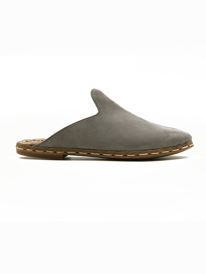 Women's Smoked Grey Flat Mule - Leather