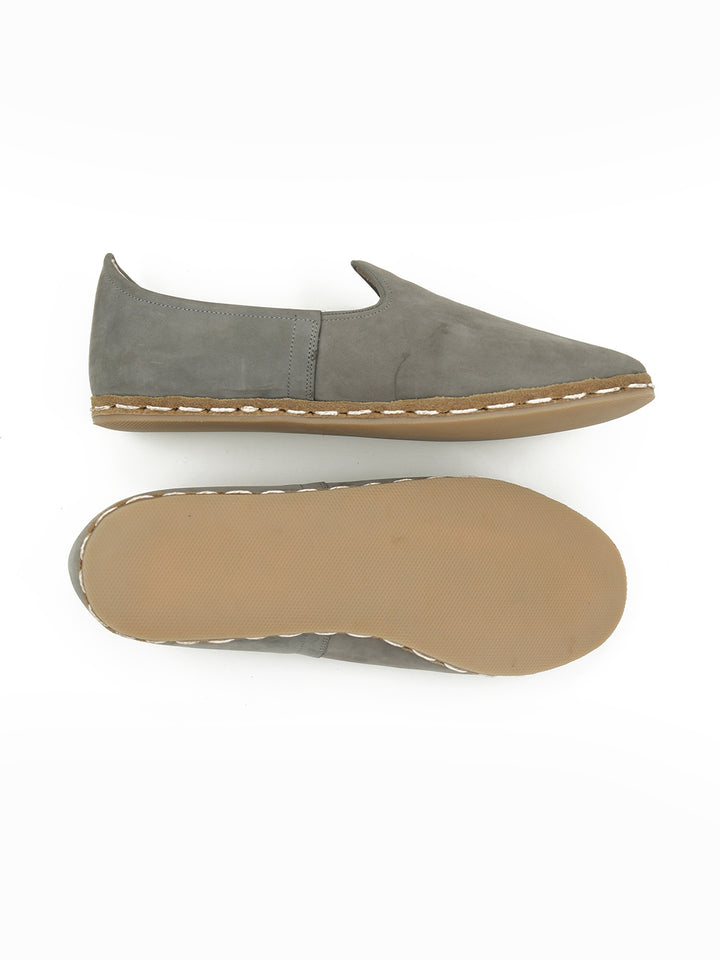 Women's Smoke Grey Slip on Shoes - Nubuck Leather