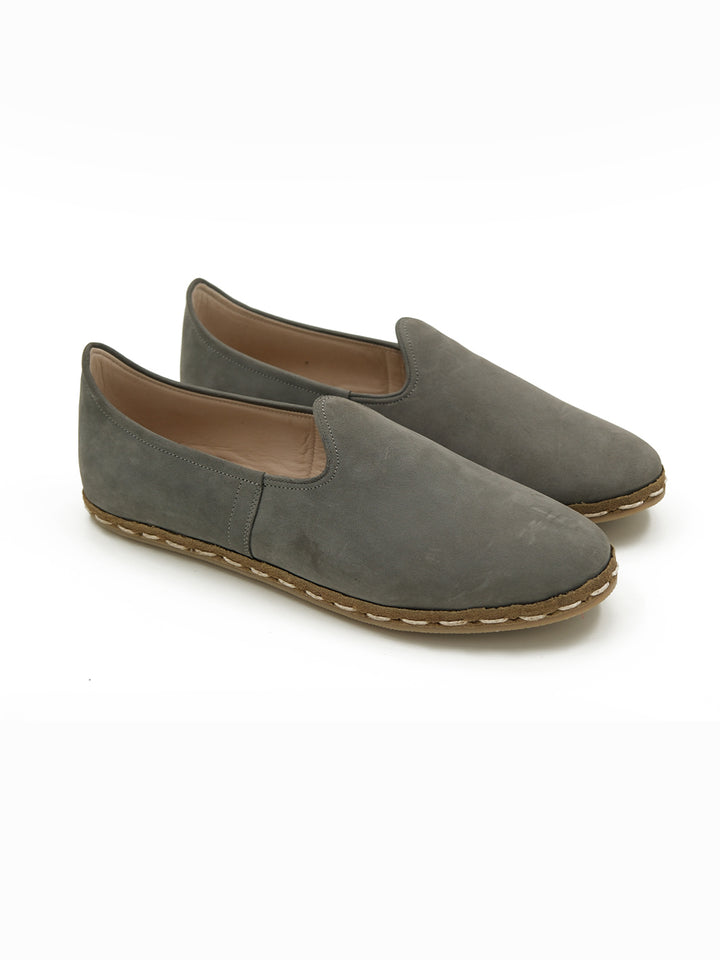 Women's Smoke Grey Slip on Shoes - Nubuck Leather