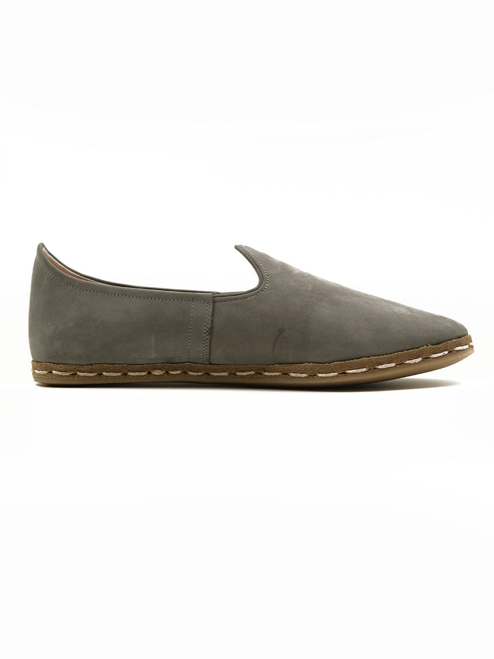 Women's Smoke Grey Slip on Shoes - Nubuck Leather