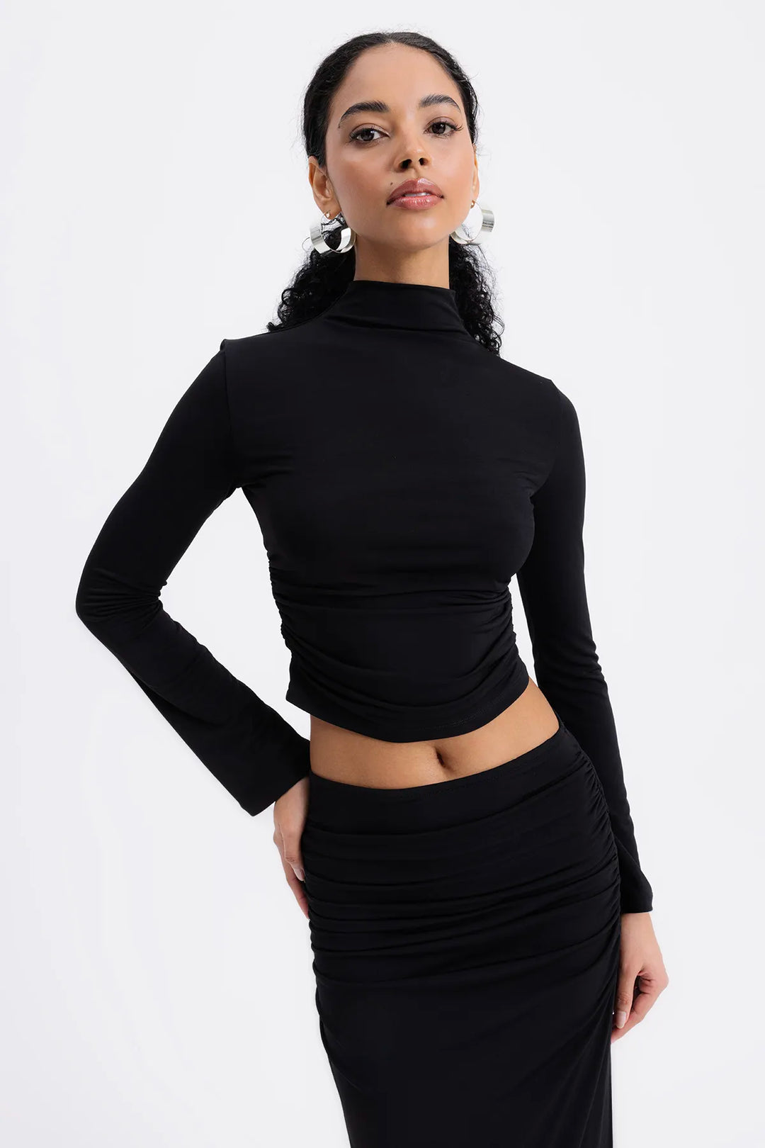 Isabella Black Draped Crop Top