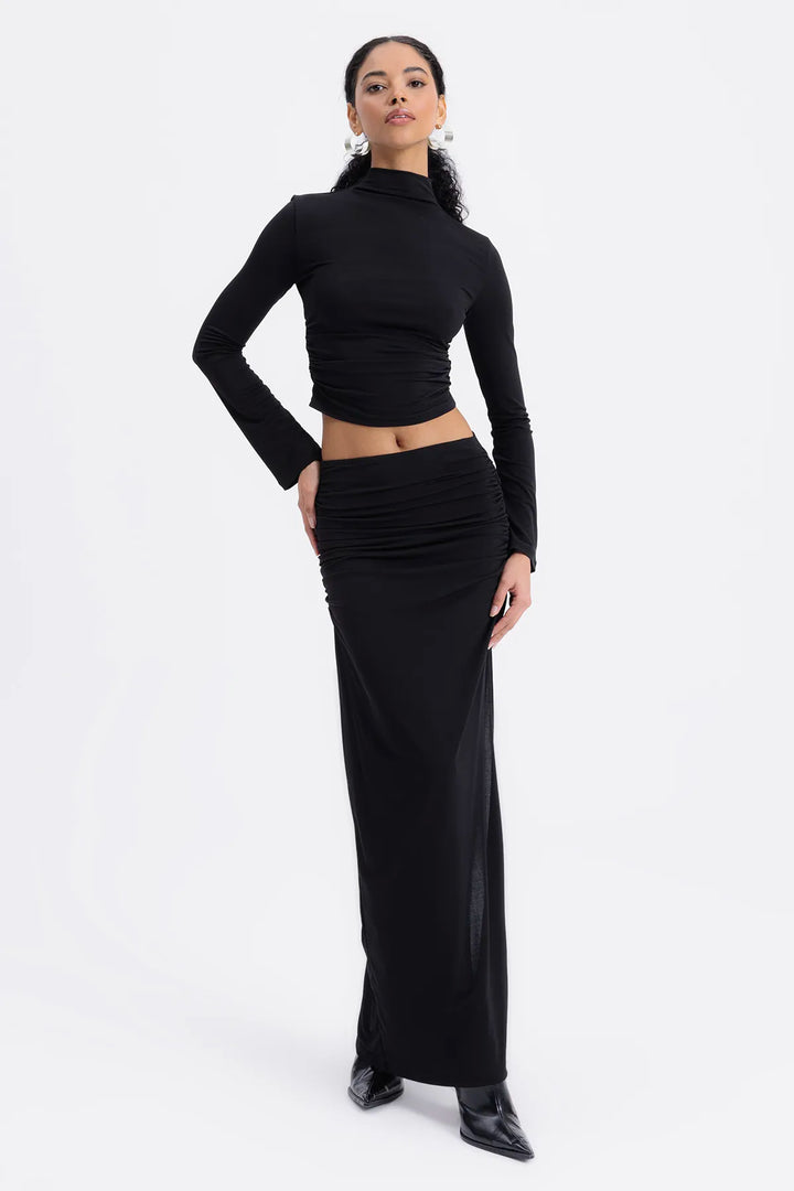 Isabella Black Draped Skirt