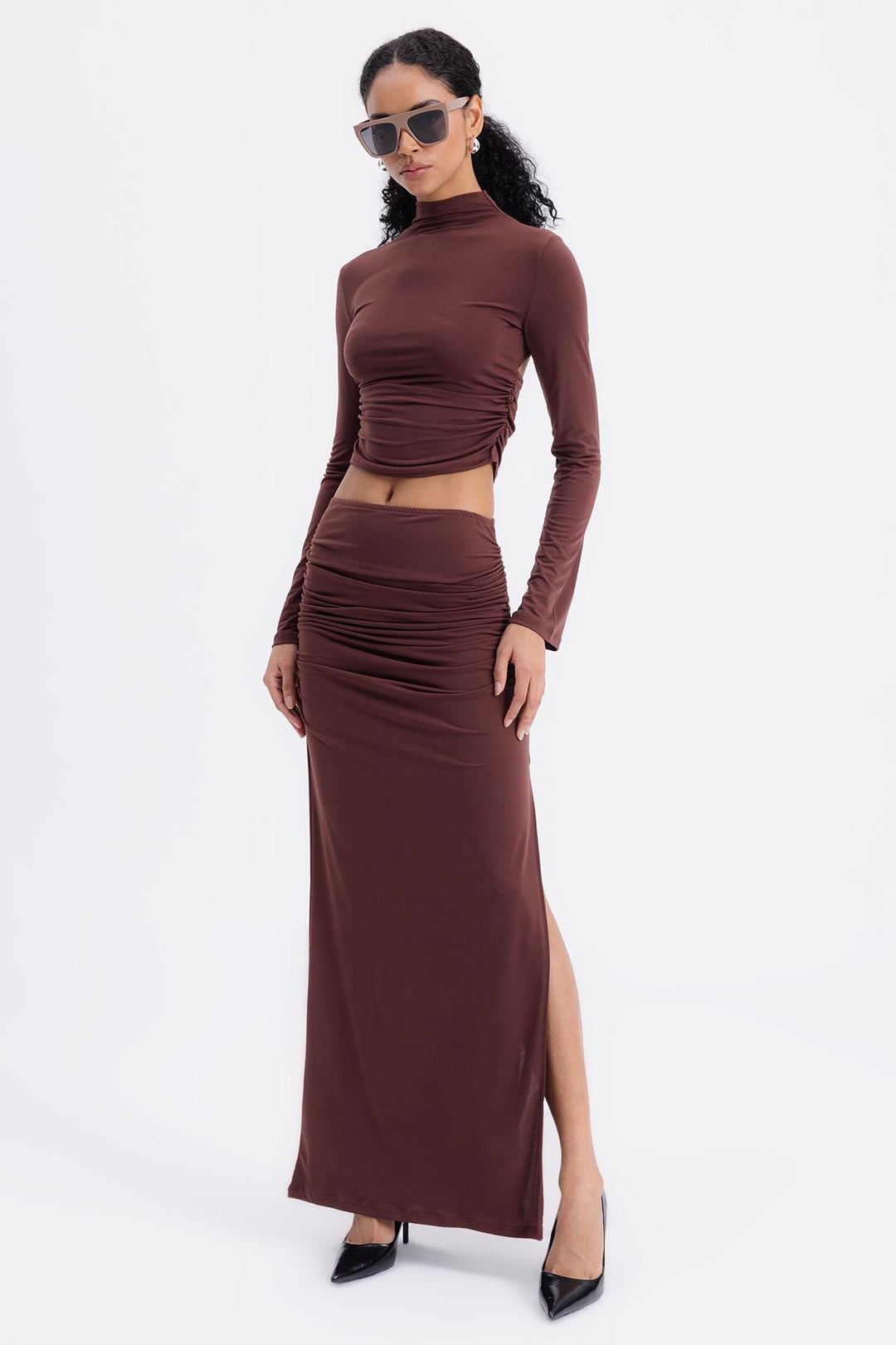 Isabella Brown Draped Skirt