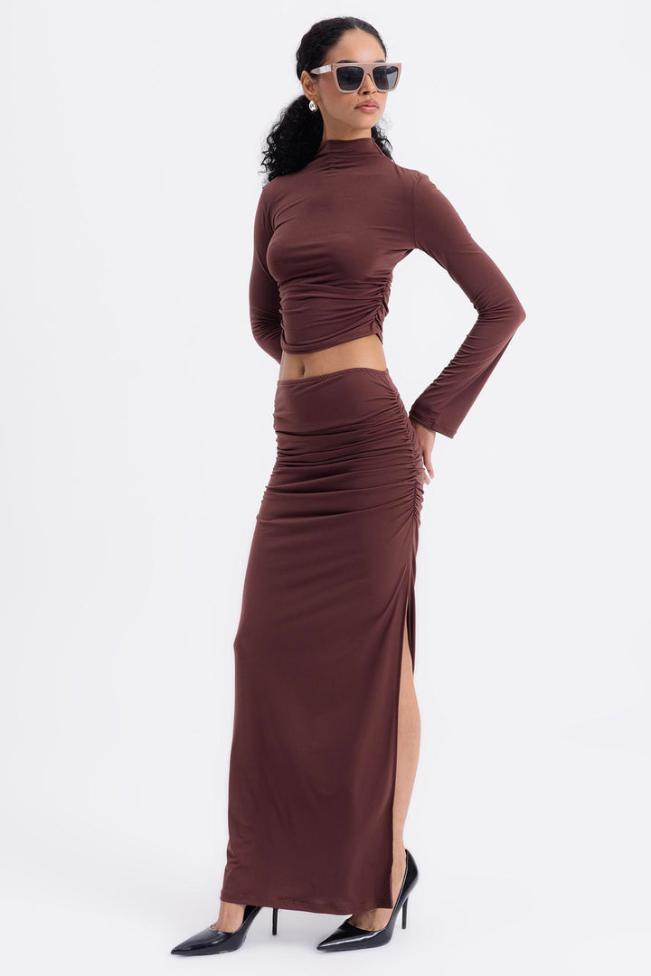 Isabella Brown Draped Skirt