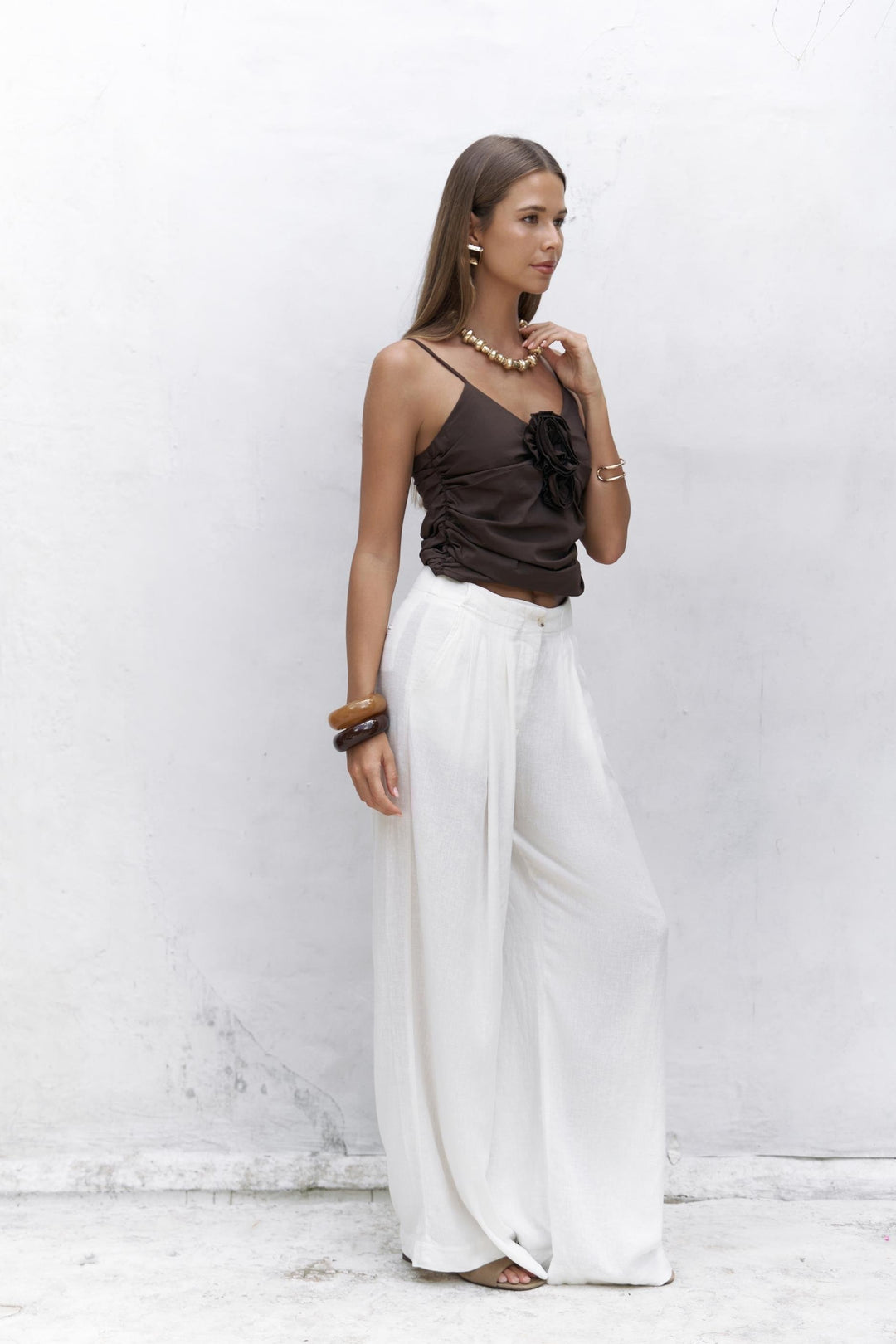 Isla Rose Detail Crop - Mocha Brown
