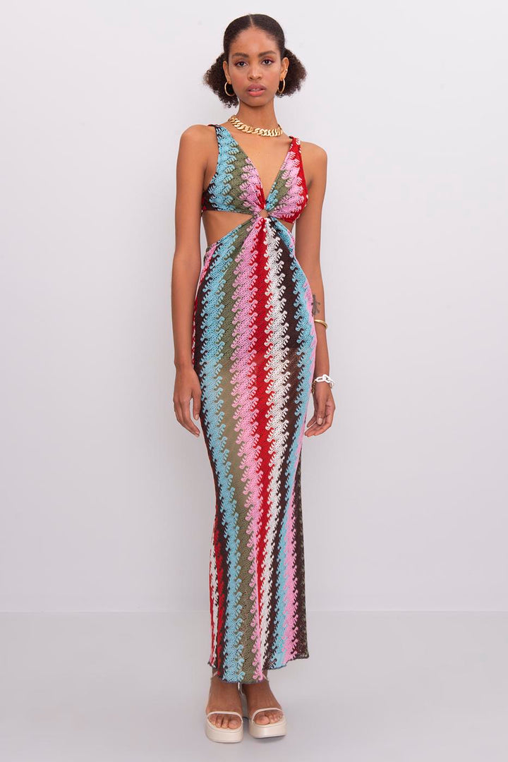Front Circle Tie Maxi Dress