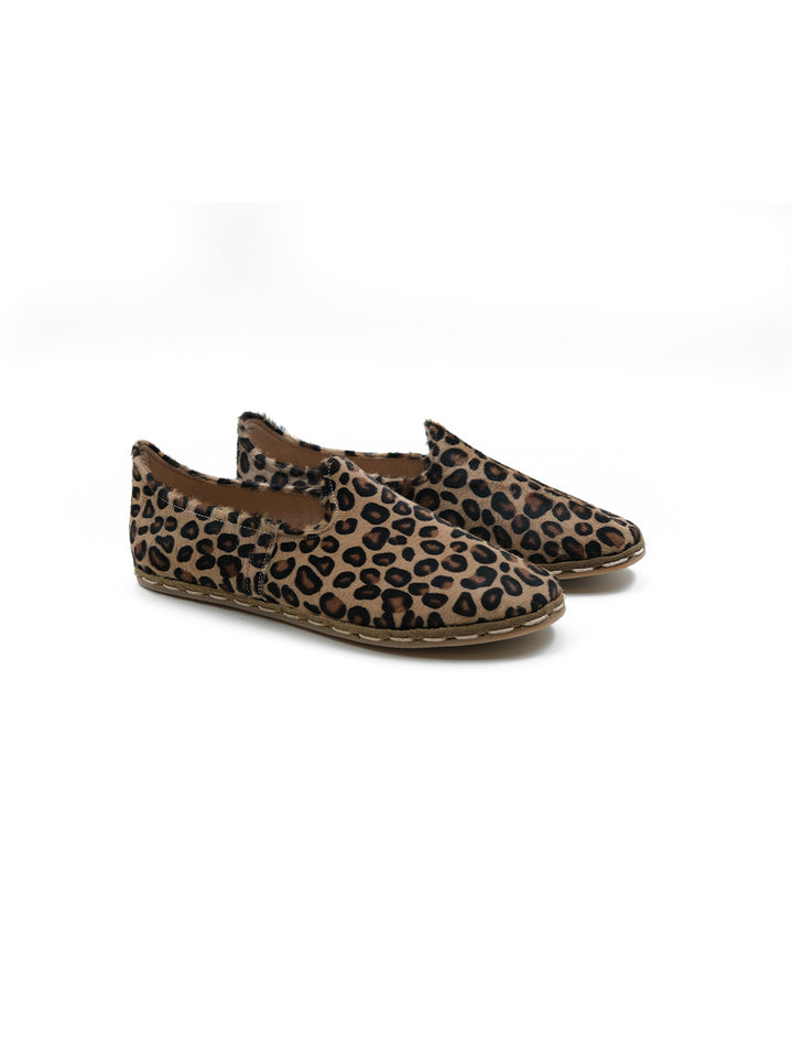 Women's Leopard Slip On Soes - Hair On Leather