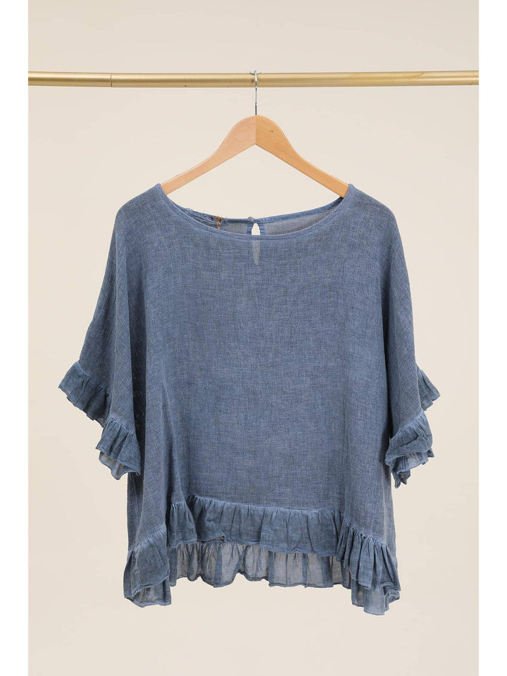 Italian Linen Frill Top