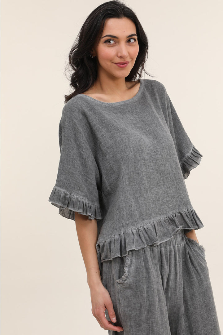 Italian Linen Frill Top