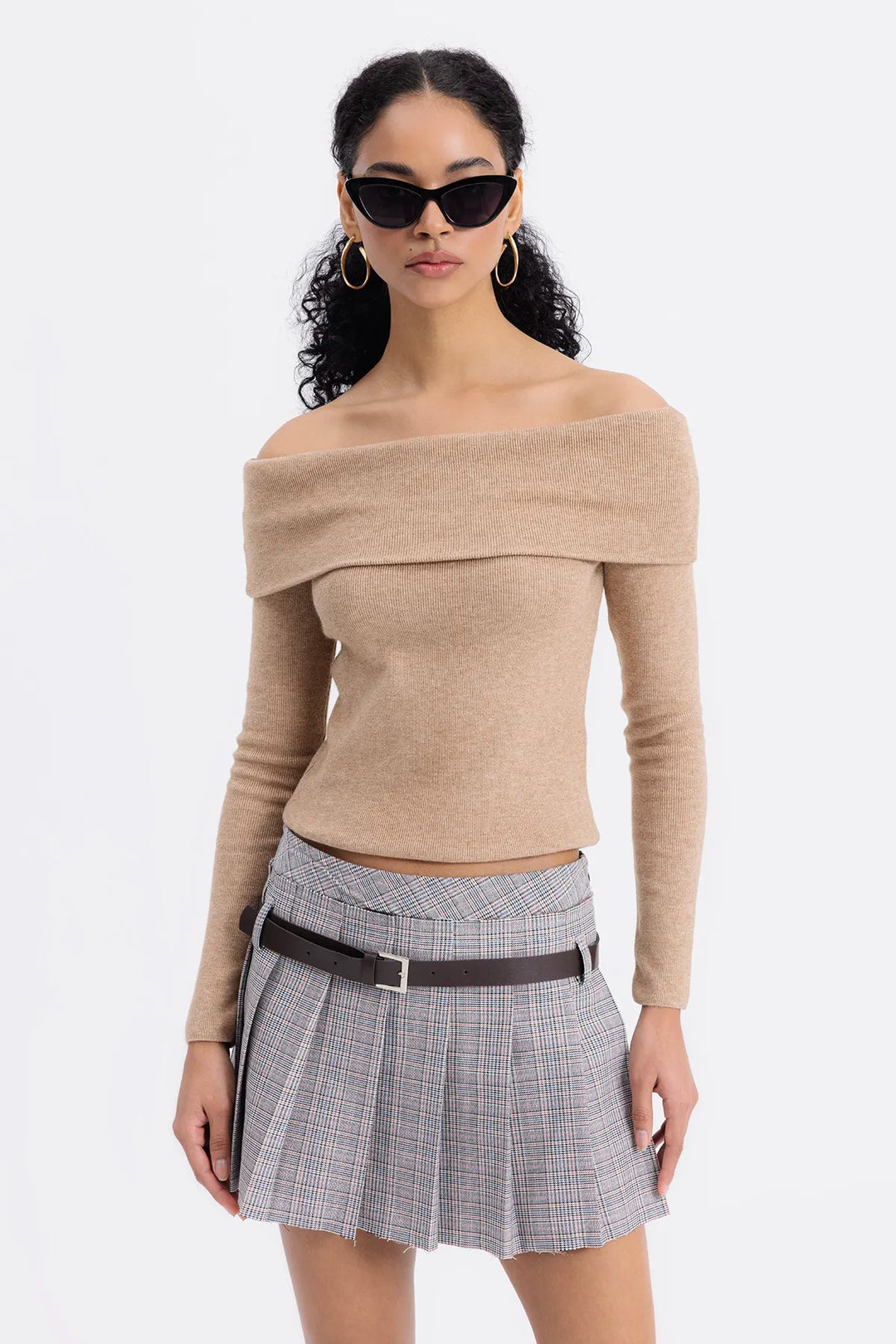 Off-Shoulder Beige Top