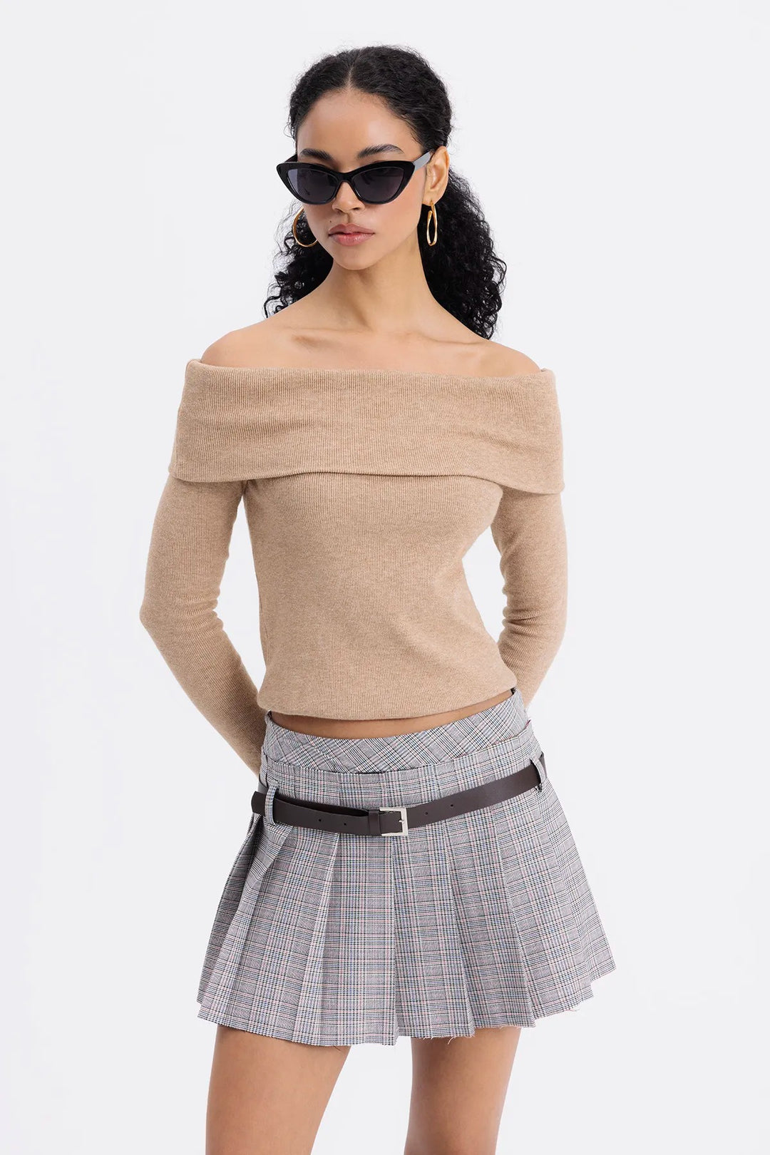 Off-Shoulder Beige Top