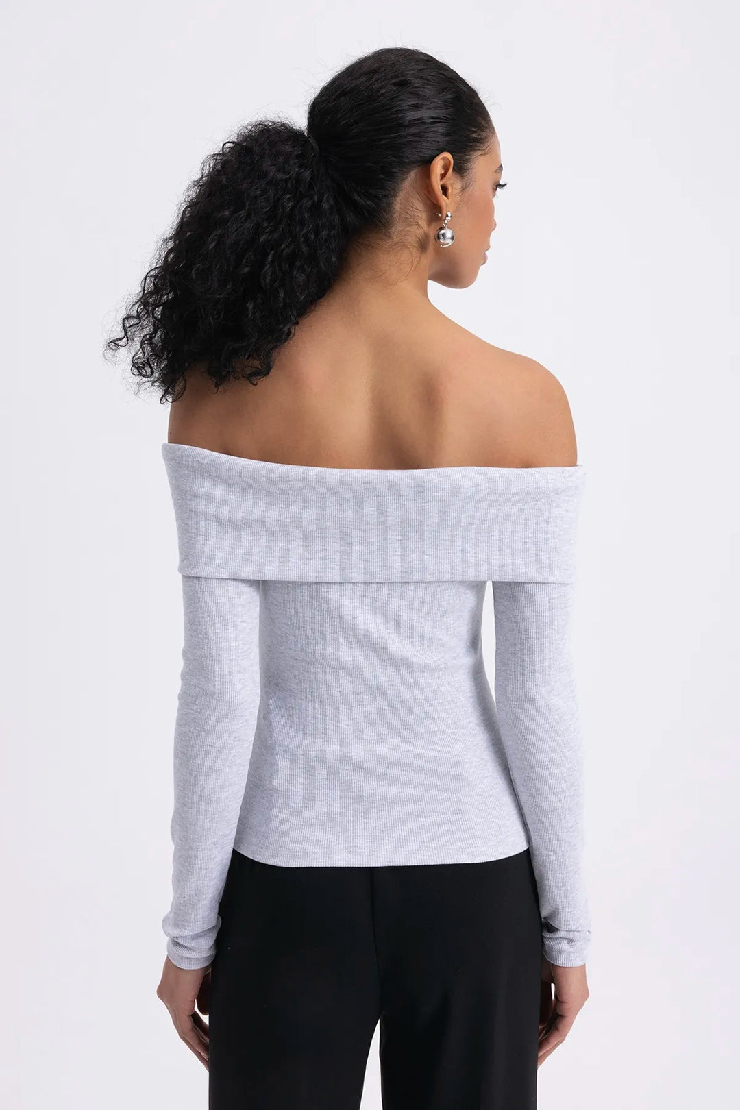 Off-Shoulder Grey Top