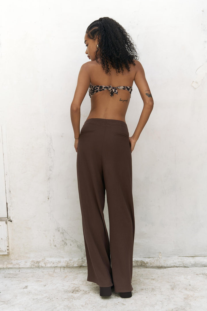 Mahoney Linen Palazzo Pants - Mocha Brown