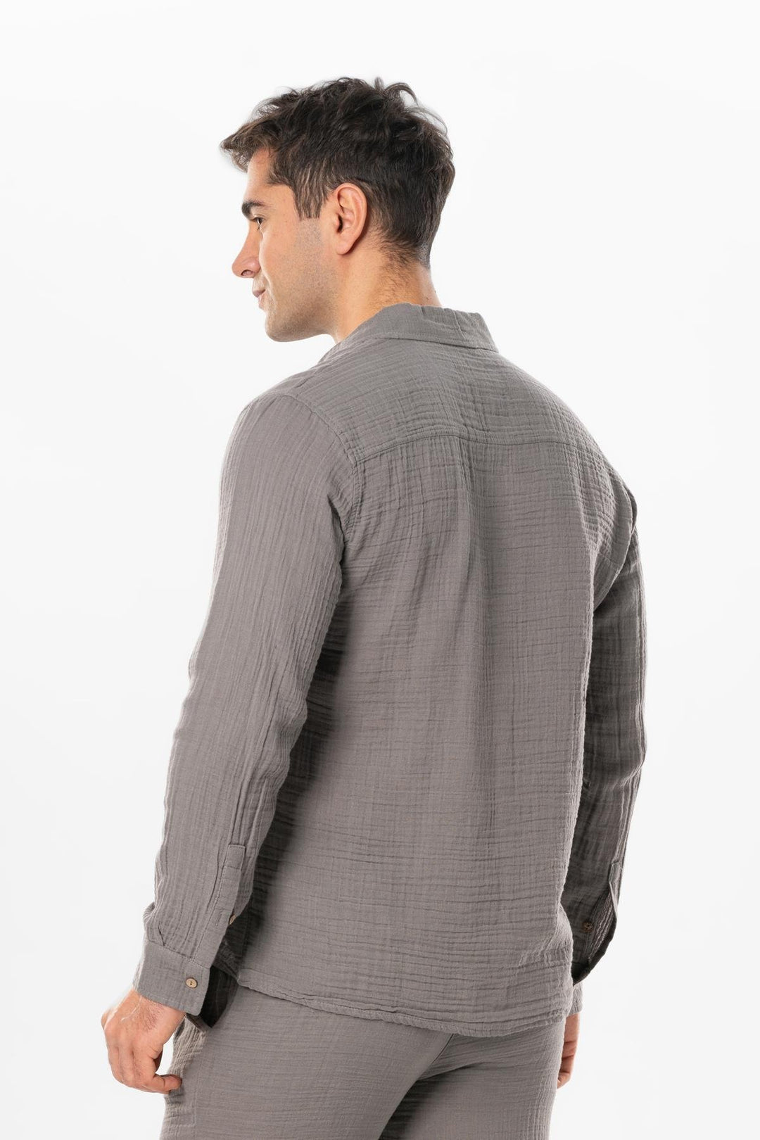 Men - Grey Gauze Long Sleeve Shirt