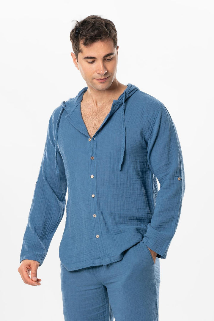 Men - Steel Blue Gauze Sweatshirt