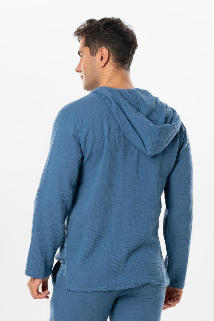 Men - Steel Blue Gauze Sweatshirt