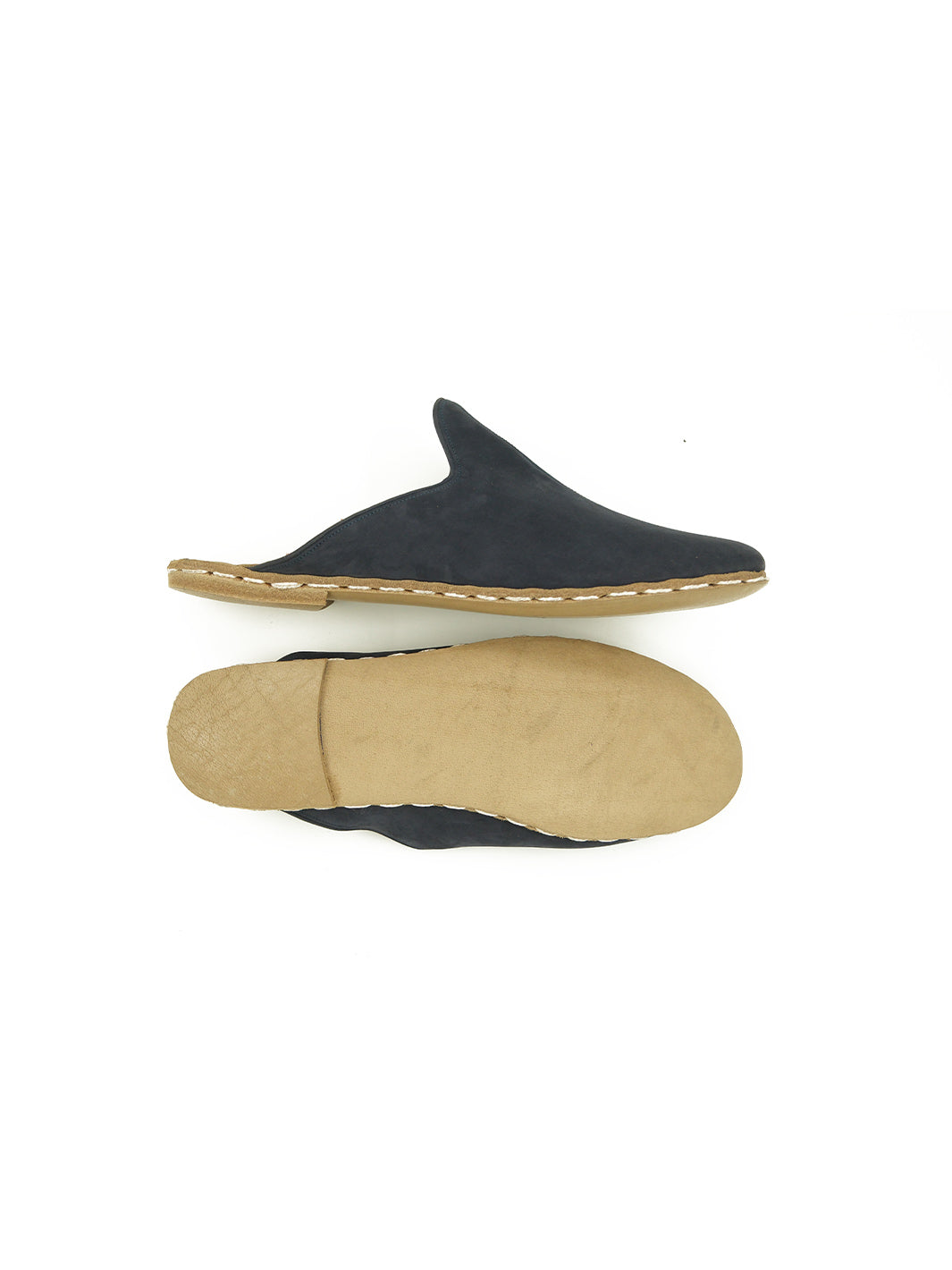 Men's Navy Flat Mule - Nubuck Leather