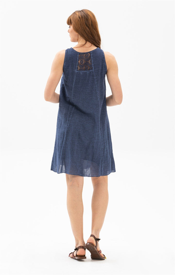 natural fabric and stunning hand embroidery, sleeveless dress
