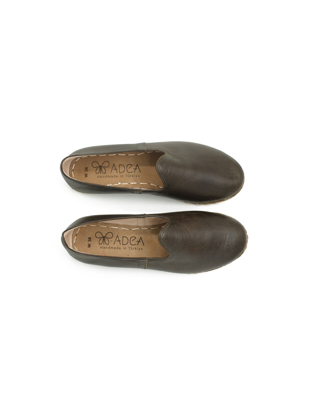 Women's Dark Olive Slip On Shoes - Leather
