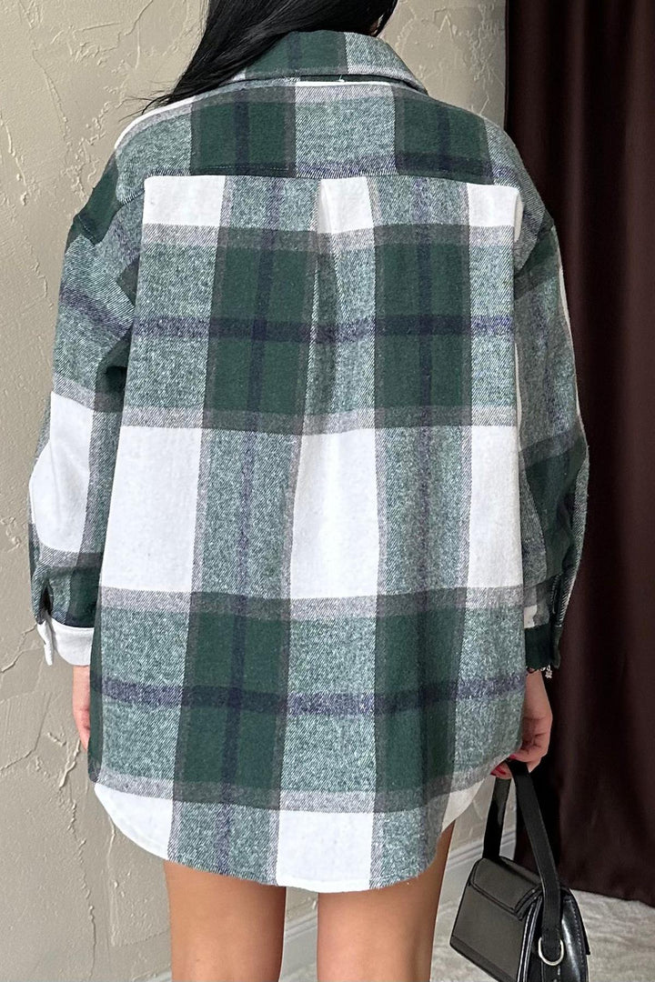 Oversized Plaid Shirt - Green