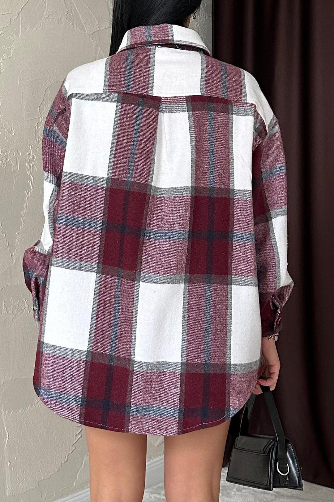 Oversized Plaid Shirt - Red