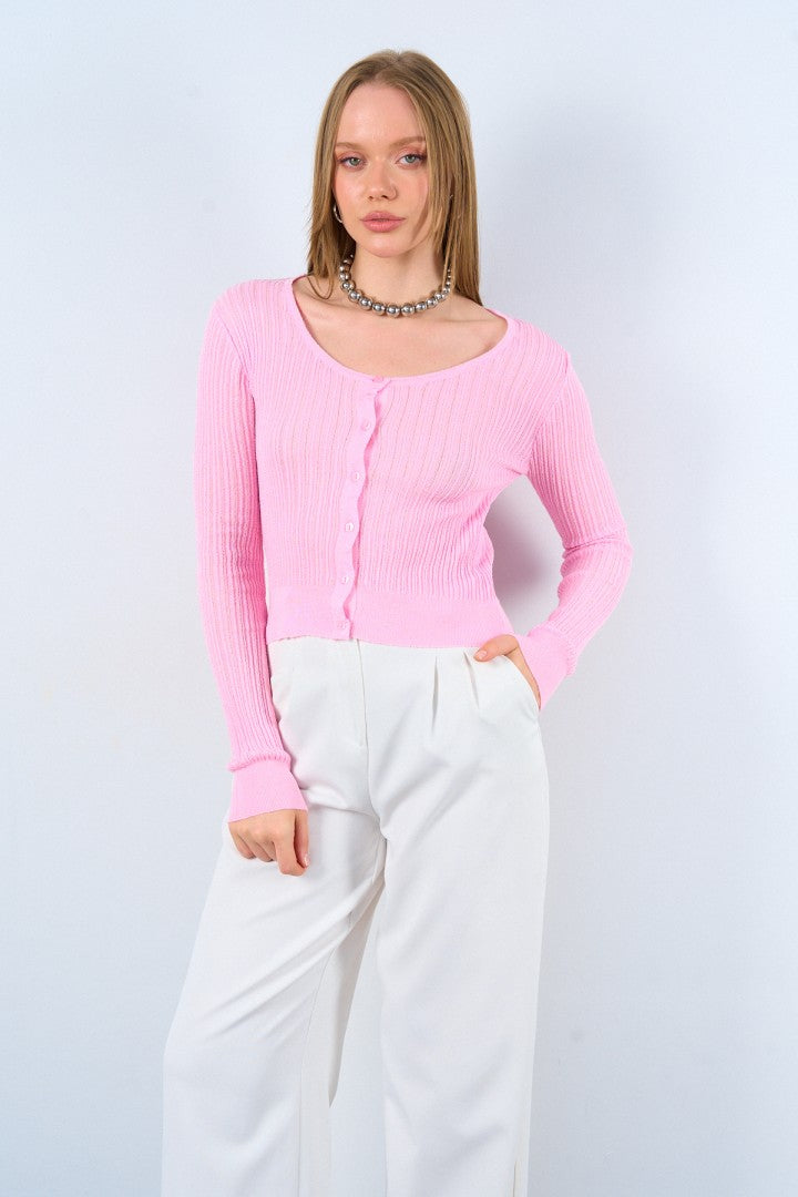 Pink Knit Cardigan