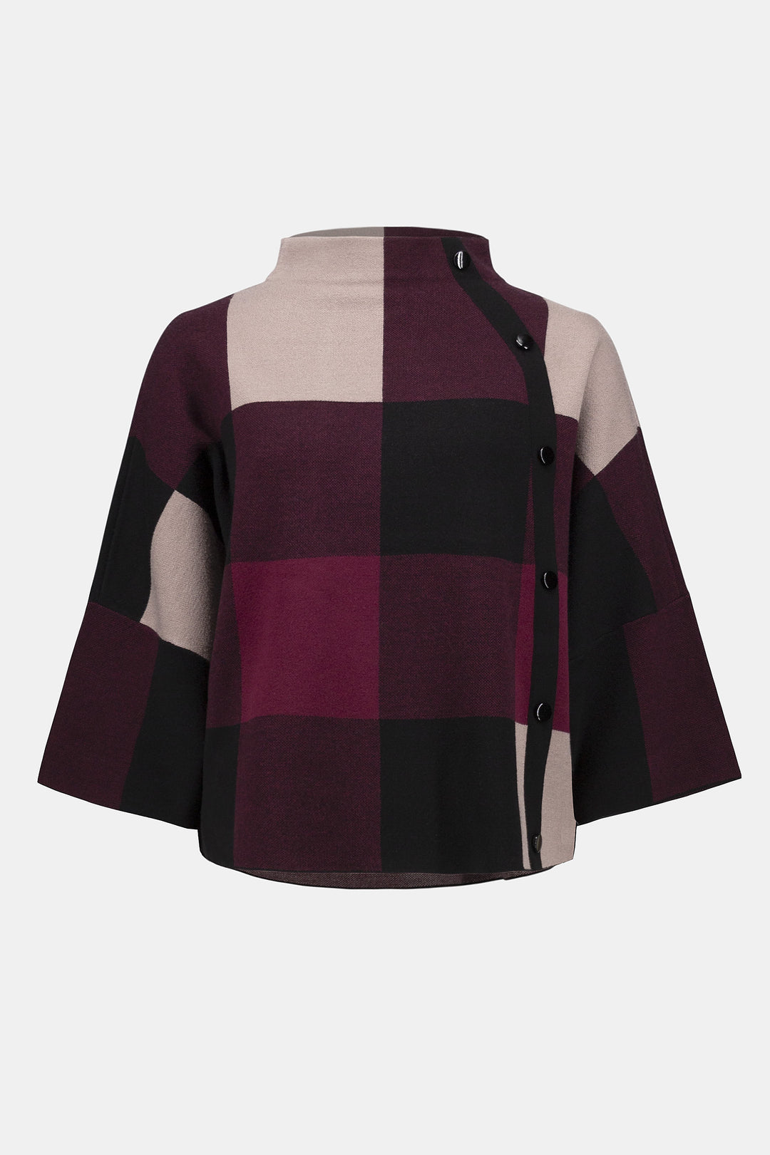 Color-blocked blouse with geometric pattern on a white background