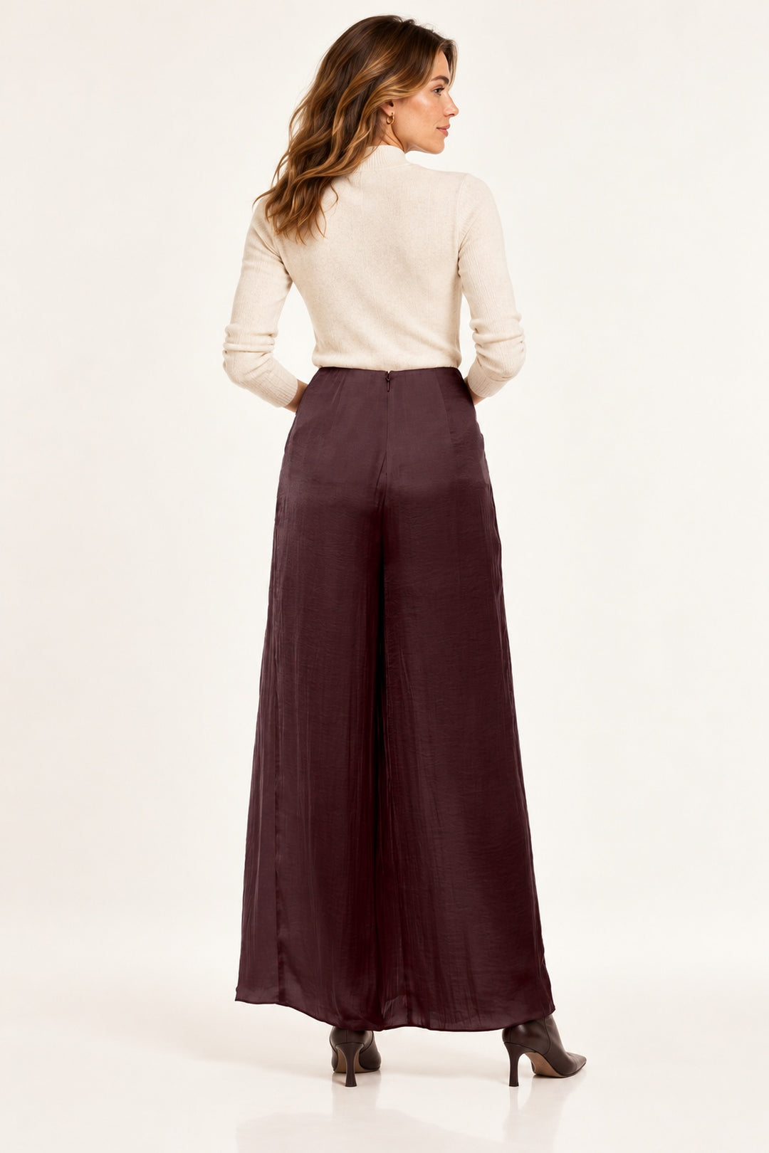 Silky High Waisted Pleated Front Pants